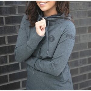 Baseballism Hoodie Women XL Gray Quarter Zip Raglan Sleeve Athletic Sweatshirt